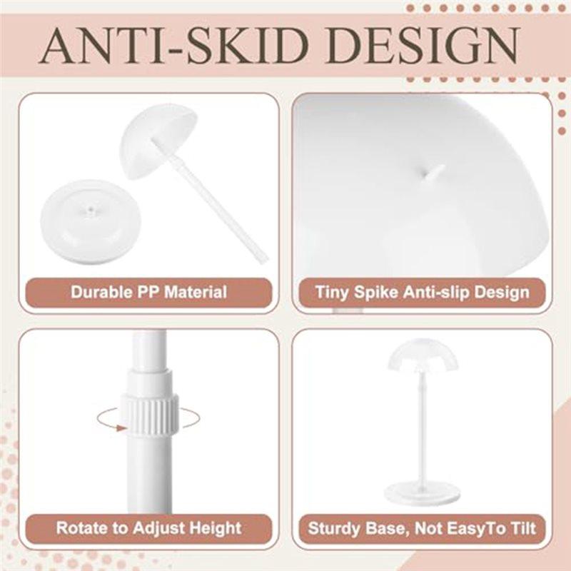 Antypoślizgowe Stabilne Stojaki na Peruki(4 sztuki), Regulowany Wysokością Stojak na Głowę Peruki Przenośny Stojak na Kapelusze Jednostka Przechowywania