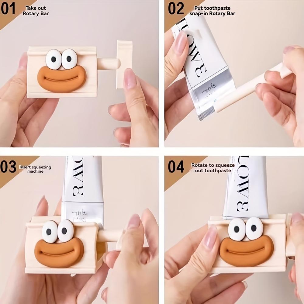 1/2 ks Ruční dávkovač zubní pasty s ovládáním jedním dotykem a roztomilým designem usměvavé tváře - Hygienický systém páky s jednosměrným tokem, Kompaktní