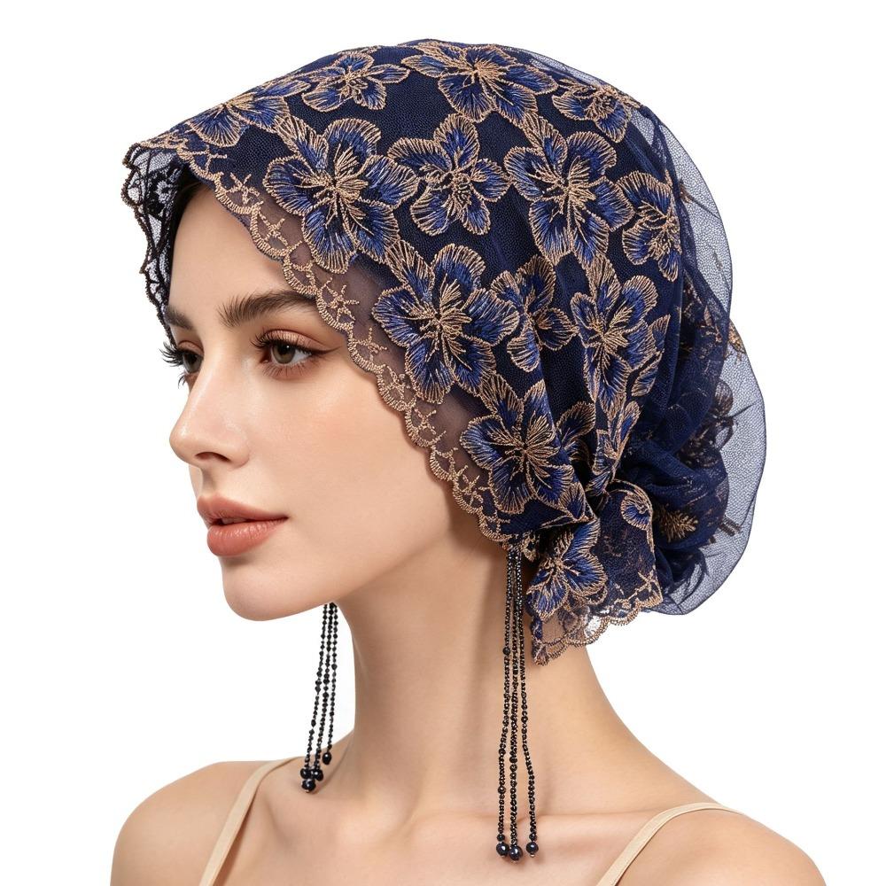Lace Texture Embroidered Hair Cap Floral Pattern Fashion Headpiece Daily Hair Covering Daily Wear