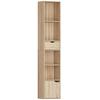 Bookcase Storage Unit, Drawer, Cupboard, Open Compartments, 30 x 24 x 158 cm, Natural