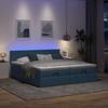 Ottoman Bed with Mattresses & LEDs Blue 160x200 Cm Fabric