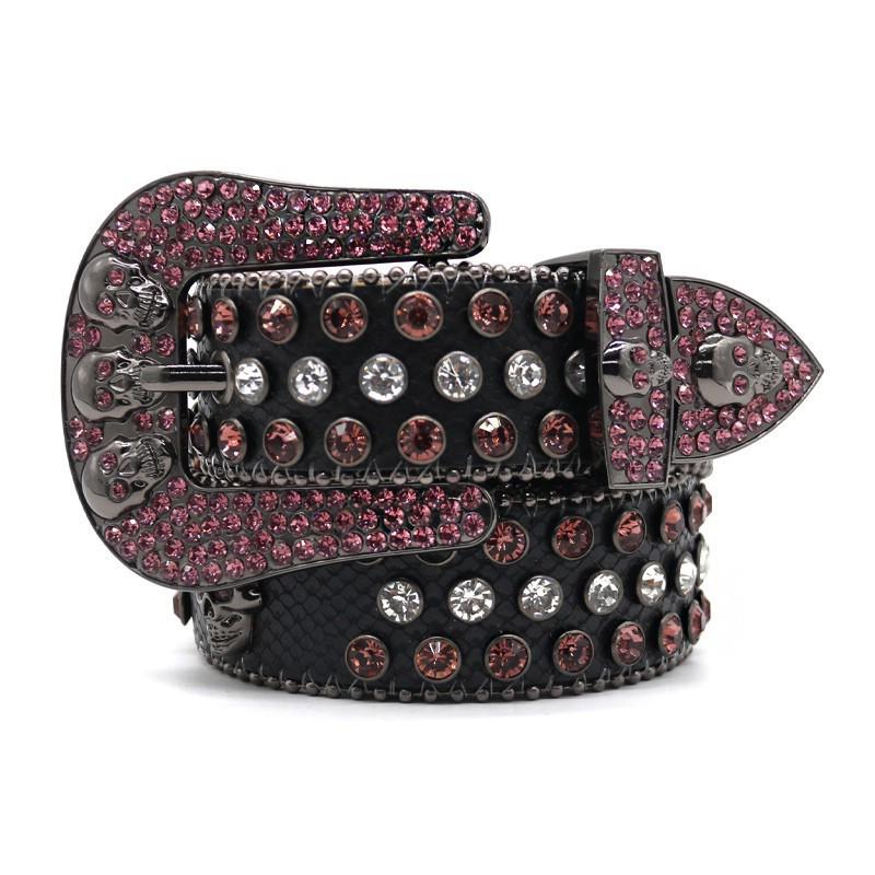

Men s Rhinestone Skull Buckle Belt - Y2K Punk Fashion 120 cm