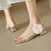 Fashion 2025 Summer New Sexy Flower  Sandals Women Pointed Toe Stilettos Shoes for Dress Party Fashion Pumps Slippers