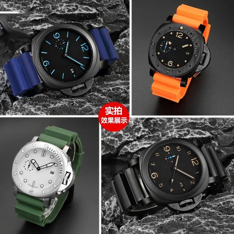 Watch Band For Panerai SUBMERSIBLE PAM 111 441 616 Soft Silicone Rubber 22mm 24mm Men Watch Strap Bracelet