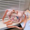 Cute Transparent Plush Crossbody Bag With Cartoon Doll Pendant Gift For Girls