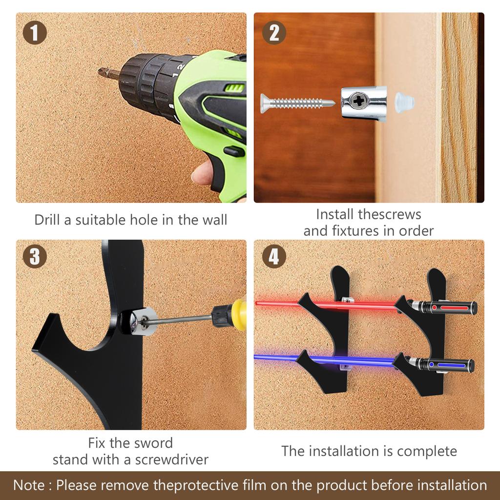 2/4Pcs Lightsaber Display Stand Wall Mount Acrylic Sword Holder Home Decorative Display Rack for Samurai Swords Light Saber