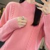 Women's Short Loose Wool Turtleneck Sweater - Solid Color Long Sleeve Knitwear