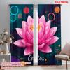 2pcs 2D Flat Printing Window Drapes Lotus Flower Polyester Without Electricity Festive Curtains for Booths Studio Props