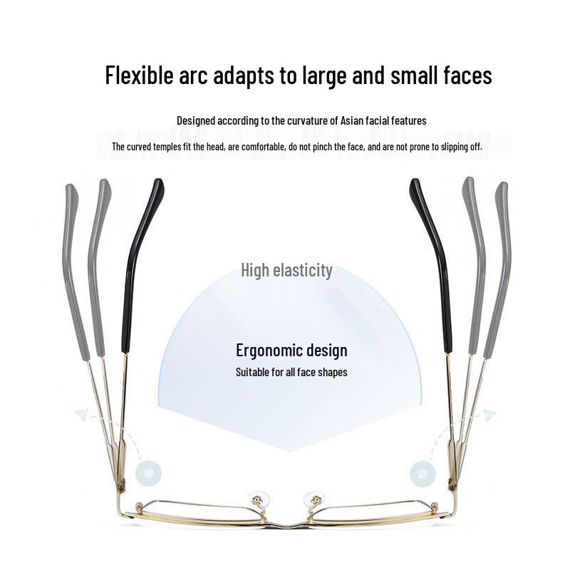 New Fashion Multifocal Business Glasses: Metal Frame, Anti-Blue Light, Optical Reading Frames