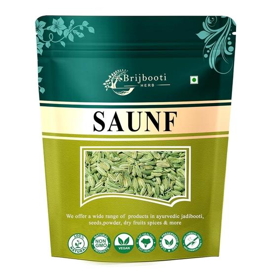 BrijBooti Fennel Seeds - Saunf Moti 100 Gr | Natural Saunf No Artificial Colours and Preservatives | FSSAI, GMP, ISO Certified 100GM