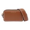 Brand Logo Zipper Closure Calfskin Crossbody Shoulder Bag Women's Leather Brown