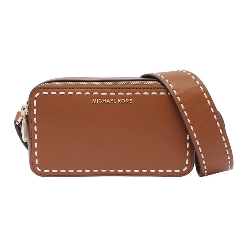 MICHAEL KORS Brand logo zipper closure calfskin crossbody shoulder bag women's leather brown