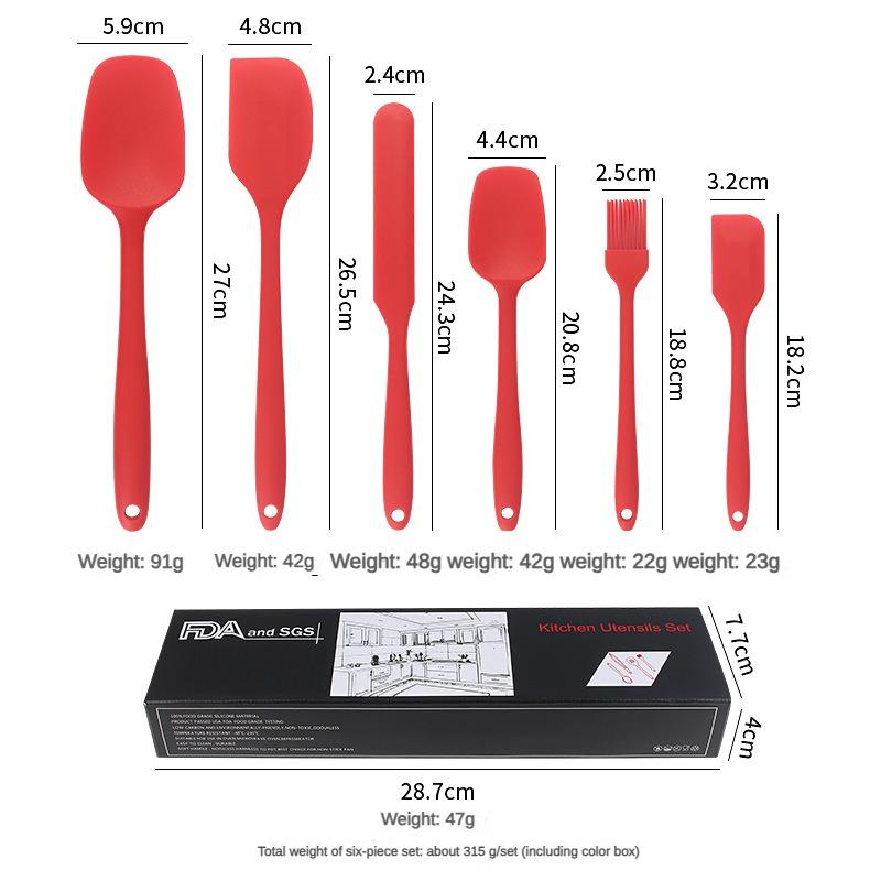6-piece kitchen baking tool set silicone spatula cake cream silicone spatula oil brush spatula
