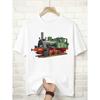 Men'S Vintage Steam Train T-Shirt - Retro Locomotive Graphic Crew Neck Short Sleeve Shirt | 100% Breathable Casual Tee With Green Steam Engine