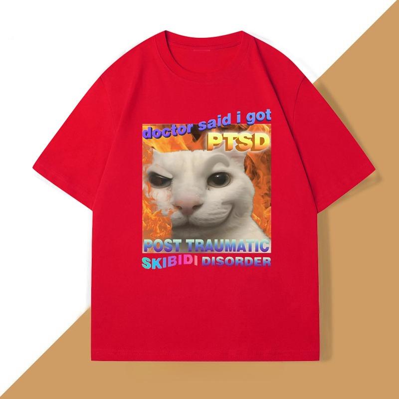 Skibidi Disorder Funny Cat Meme T Shirt Women Unisex Silly Cats Tshirt Ugly Stupid Tshirt Gifts for Cat Lovers Streetwear Clothes