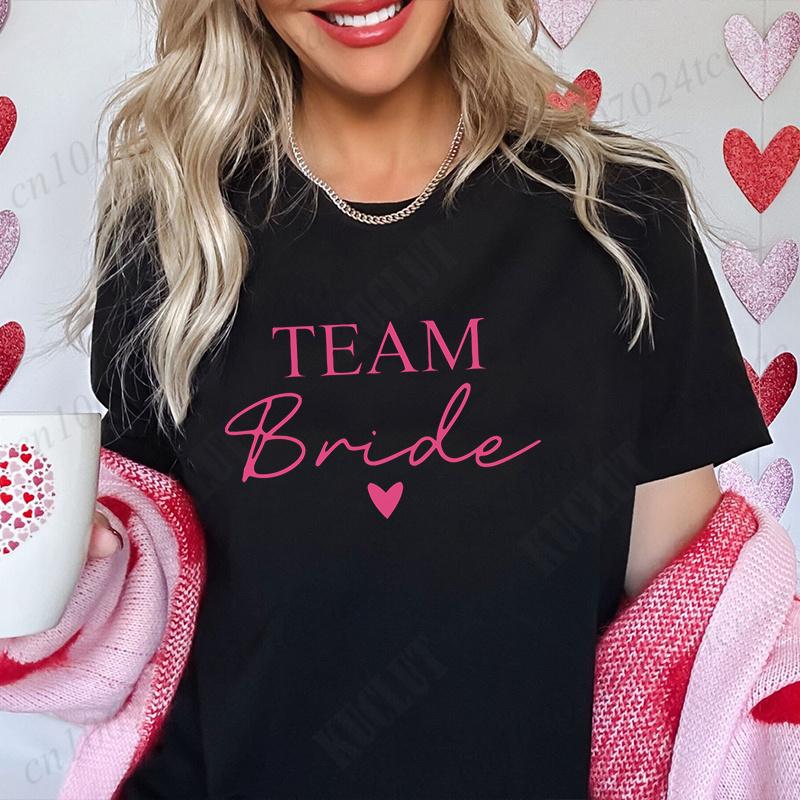 Bridal Shower Shirt for Women, Team Bride Squad Bachelorette Party Tops, Bridesmaid T-shirt, Wedding Fashion Clothes for Girls