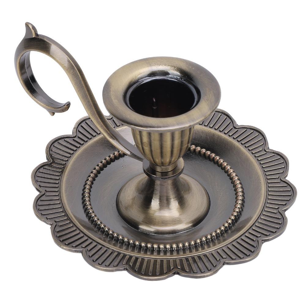 Zinc Alloy Taper Candle Holder Handle Stand Handheld Candle Stand  Home Decoration