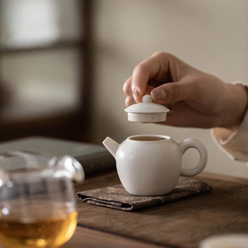 100ml Cherish White Matte Glazed Teapot Luxury Tea Infuser Pot Tea Maker Kettle With Ball Hole Dahongpao Drinkware Gift Supplies
