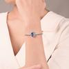 925 Silver Sparkling Blue Glass Beads with Petal Design Charm Fit Original Bracelets Necklaces Jewelry For Women