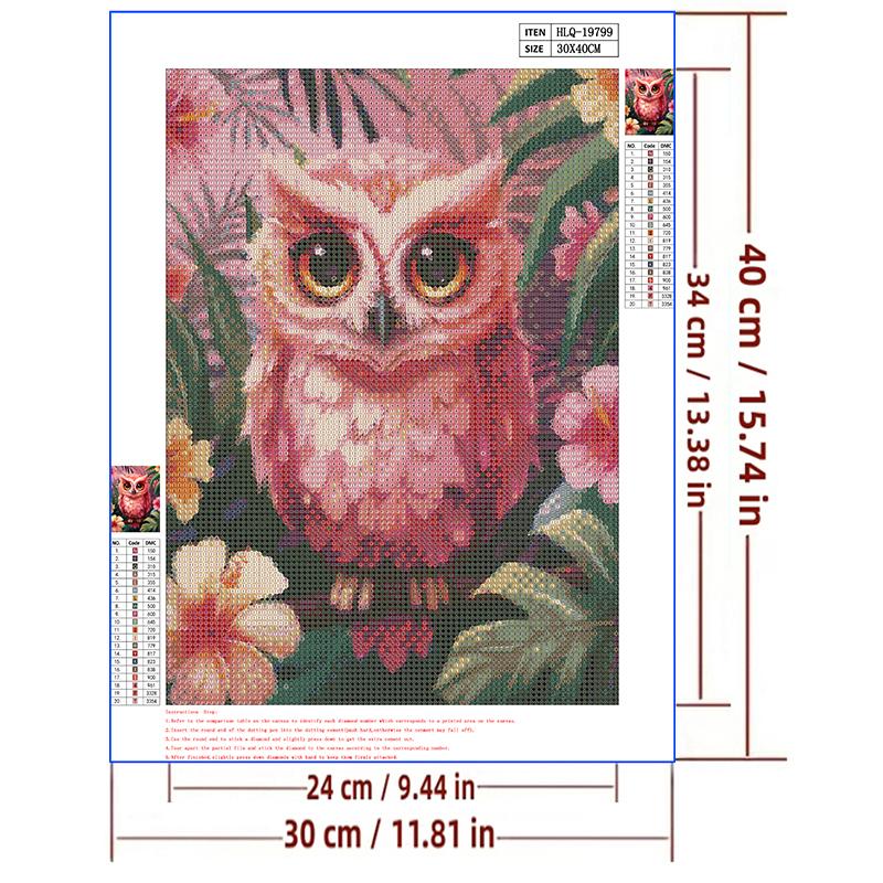 5d DIY Diamond Painting Cross Stitch Cute Pink Owl Diamond Embroidery Animal Mosaic Full Round Drill Home Decor