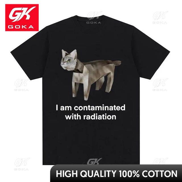 

I Am Contaminated Funny Cat Meme T Shirt Summer Unisex Women Clothing Humor TShirts Pure Cotton Loose Oversized Tee Streetwear7789 4XL