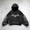 ZYLLO Retro Gothic Graphic Print Hip Hop Hoodie for Men Y2k Grunge Punk Casual Loose Pullover Women Streetwear Sweatshirt Hoodies