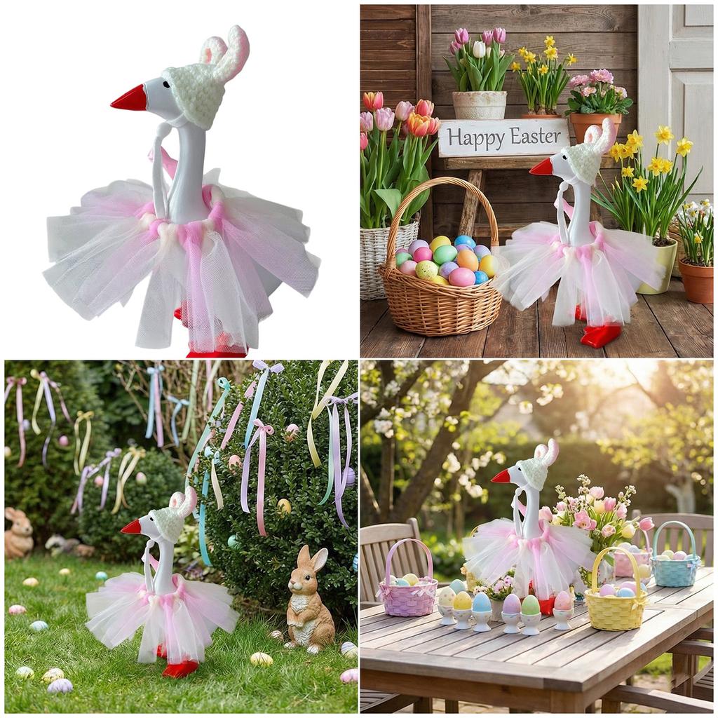 Easy Install Easter Geese Dress Set Skirt and Hat Accessories Geese Clothing Perfect For Porch Adornment