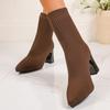 Fashion 2025 New Women Boots Soft Knitted Casual Comfortable Shoes Women Fashion Pointed Ankle Boots Women Outdoor High Heels Shoes