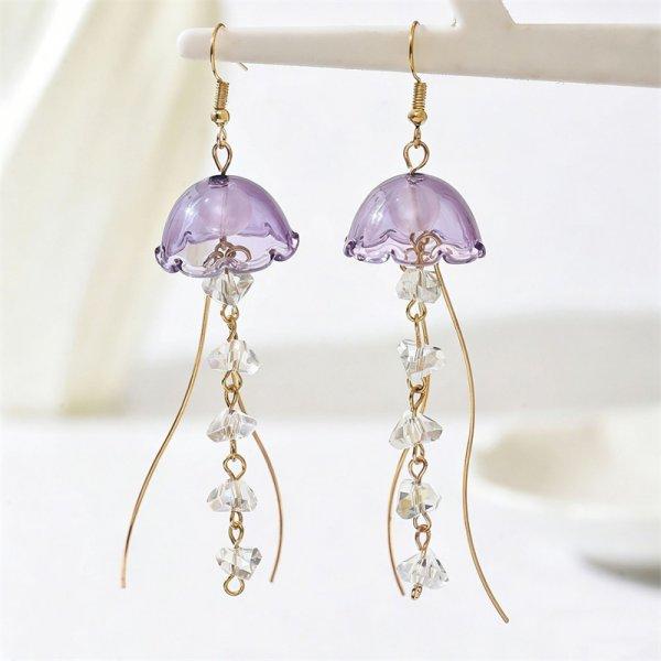 Creative Acrylic Graduated Jellyfish Pendant Earrings for Women Dreamy Pink Animal Earrings Summer Party Jewelry Accessories
