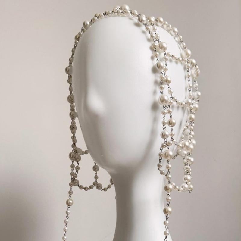 Elegante Perlenhaube für Damen Stilvolle Kopfbedeckung mit Imitationsperlen für Hochzeiten, Partys und den Alltag