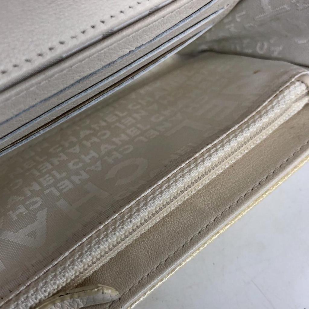 Used CHANEL Medium Wallet Bifold Coco Mark Silver