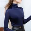 New  Autumn Winter Velvet Mesh High Collar Long Sleeve Tops Women Solid Color Stretch Tight Fit Inner Shirts