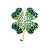 Korean Style, High-end Crystal Glass Fashionable Full Diamond Clover Brooch, Inlaid with Diamond Leaves, Pin, Clothing Accessories