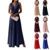 Women's V-neck Sleeveless Belt Evening Long Dress For Women