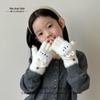Girls' Winter Plush Rabbit Gloves: Warm, Touchscreen-Compatible, Half-Finger Flip-Top with Fleece Lining
