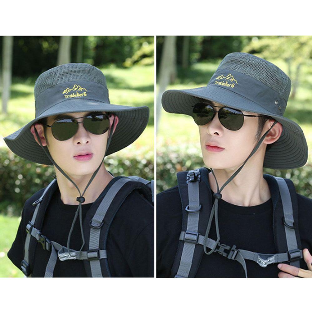 Foldable Breathable Wide Brim Fishing Cap Sun Cap Panama Hat Bucket Hat
