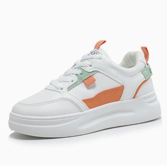 Fashion Y2K Sweet - Edgy Color - Block Platform White Sneakers | Yellow - Blue Paneled Lace  Up Light  Sport Casual Shoes