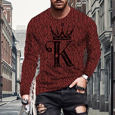 New 3D Queen Print Mens Tshirts Long Sleeve Tees Round Neck Casual Pullover Mens Clothing Plus Size