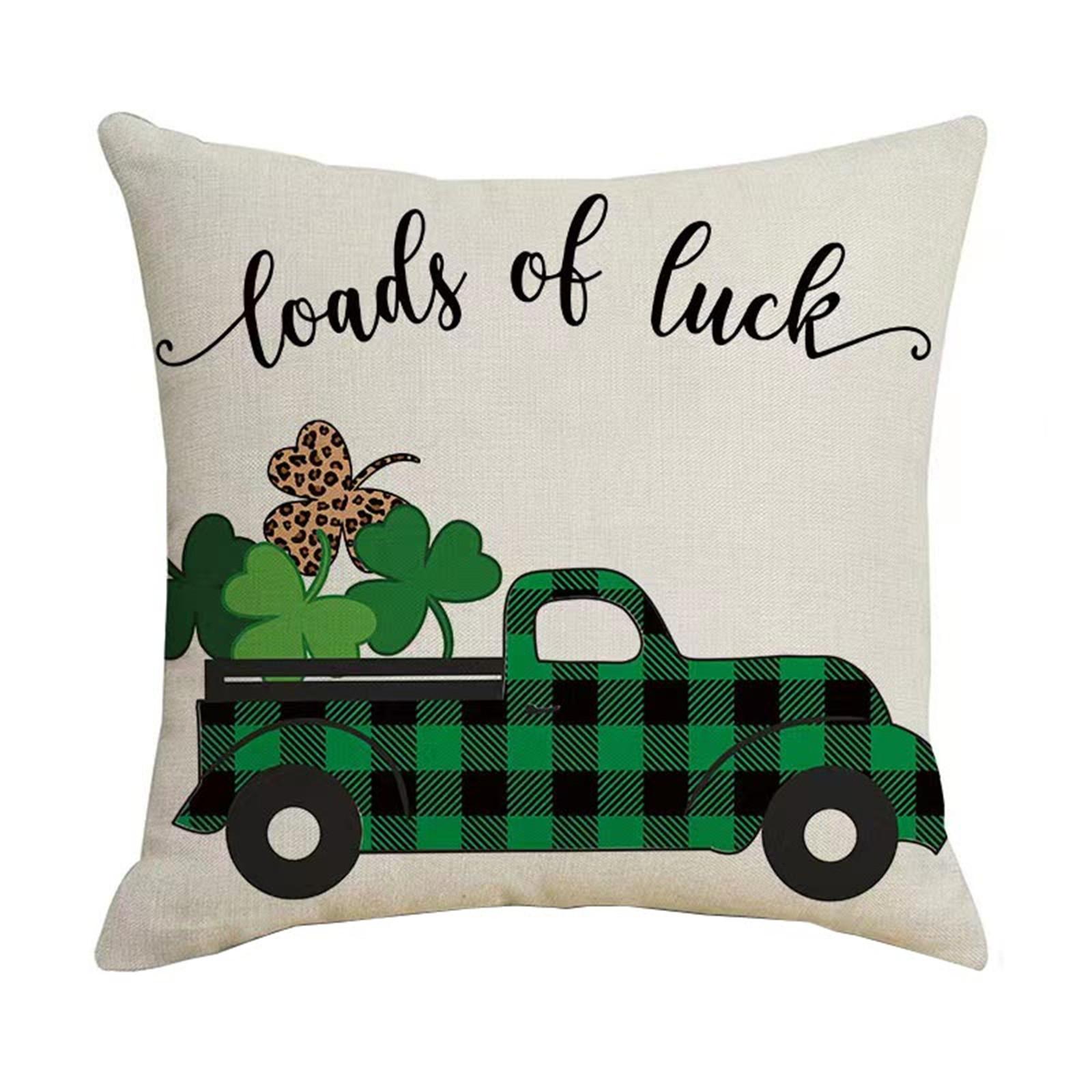 

улица. Декоративная наволочка ко Дню Святого Патрика. Квадратный чехол для подушки с клевером. Наволочка для ирландского дня. Декоративная акцентная подушка с принтом Luc-ky, 18x18 дюймов, зеленый.