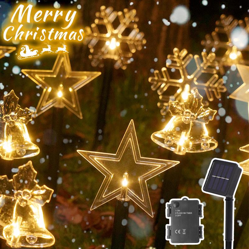 Solar-Powered LED Christmas Star & Snowflake Garden Lights