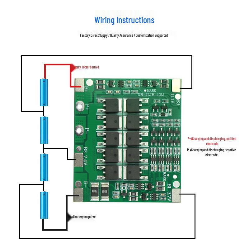 3S 11.1V 40A & 4S 14.8V 40A Balanced Lithium Battery with Overcharge Protection for 18650 Electric Tools