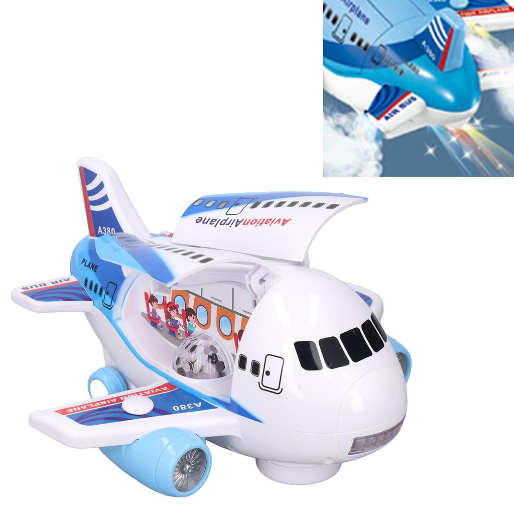 Kids Electric Airplane Toy Lights Music Openable Door High Simulated Aircraft Model with Water Mist Spray