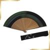Used [New] [Hasegawa] Kyoto Fan, Haze Pattern, Black, 60 Ribs, Handmade by Kyoto Craftsmen, Dragonfly Embroidery, Fan Bag Included, Paulownia