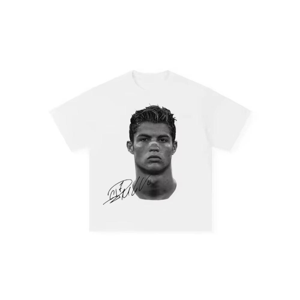 Cristiano Ronaldo Neymar Lionel Messi Football Superstar Portrait Printed Tee Men Women Cotton Loose Casual Short Sleeve Tshirt