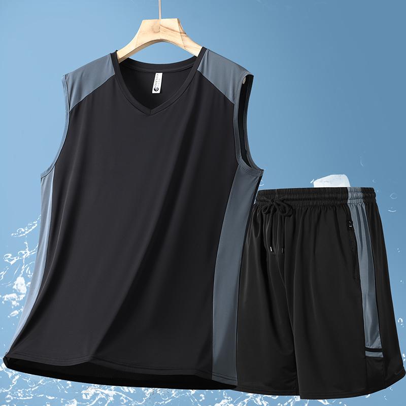 Plus Size 6XL-13XL Summer 2 Pieces Sets Men's Oversized T-shirt Casual Shorts Set Summer Vintage Clothes