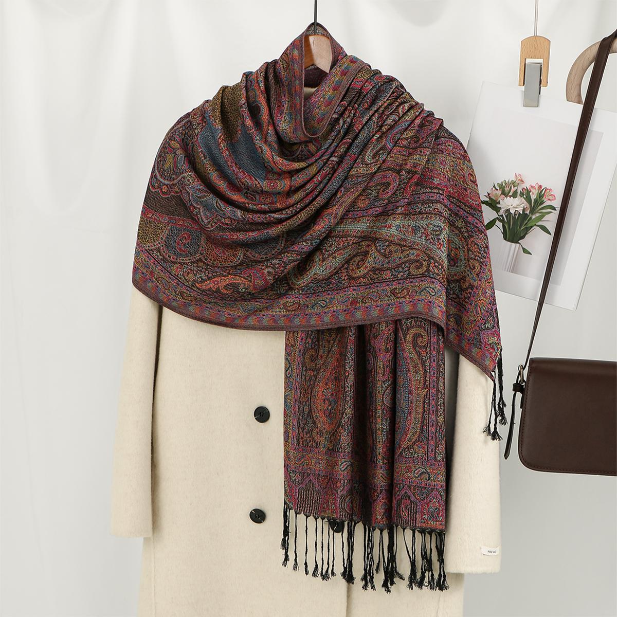 

Винтажная вышивка пейсли вискозный хиджаб ретро кашемир хлопок мусульманский женский шарф обертывания элегантные женские шали тюрбан головной платок