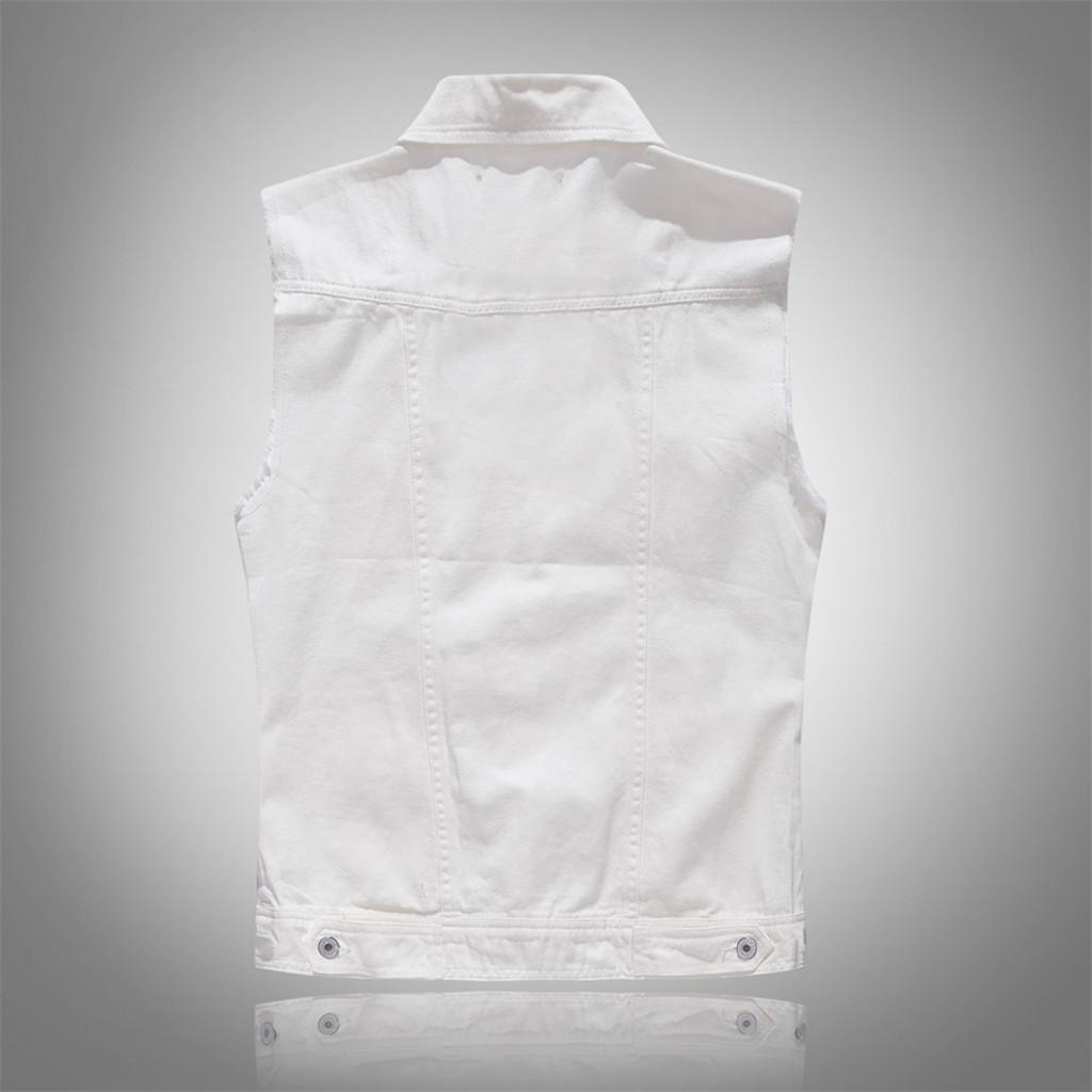 Pánská nová móda džínová vesta ležérní kovbojská bunda v halence přes rameno