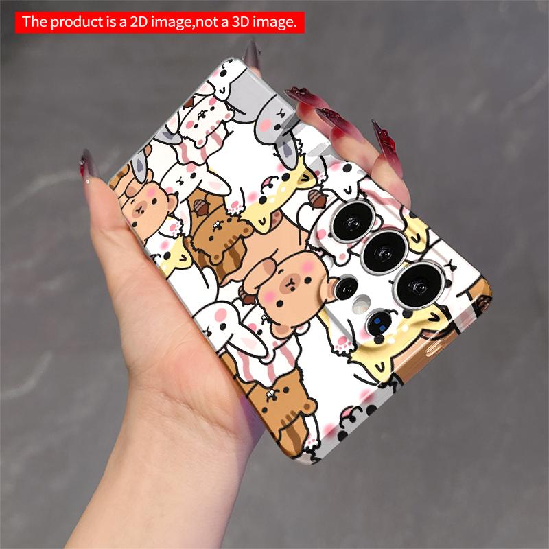 2DFlat Samsung Phone Case Cute Animal Friends Pattern Phone Case Applicable To Galaxy S22 S23 S24 S25ULTRA S26 A12 A13 A14 A15 A16