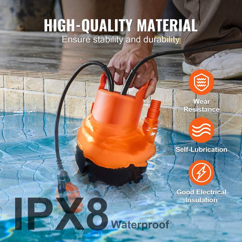 Submersible Utility Pump Sump Pump 320W 1585 GPH 23 Ft Head Water Pump