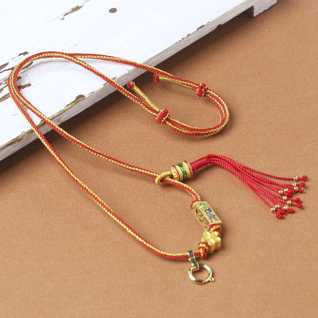 Tibetan Hand-Woven Clavicle Necklace with Colorful Thangka Pendant